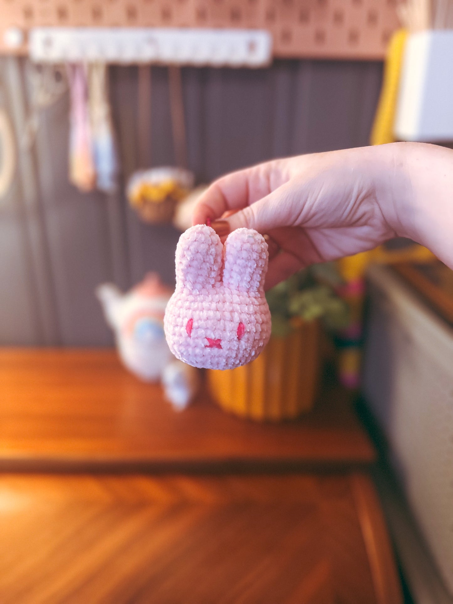 🐰 Crocheted Bunny Bag Charm – Cute Handmade Plush Keychain