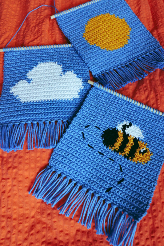 Crochet Mini Wall Hanging Summer Set - PATTERN