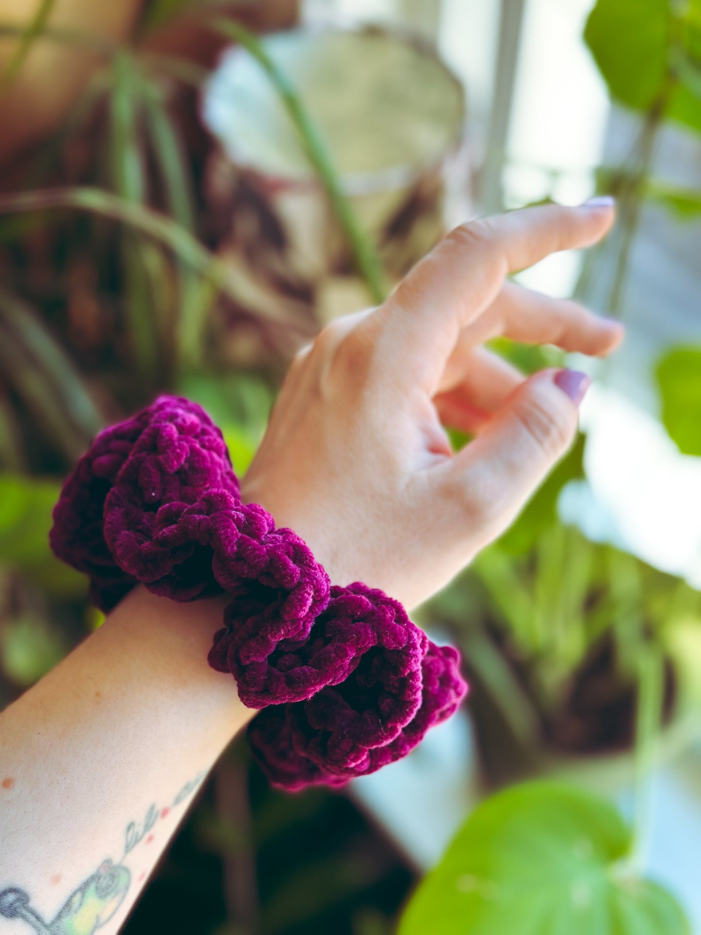 Velvet Crochet Scrunchie - Large