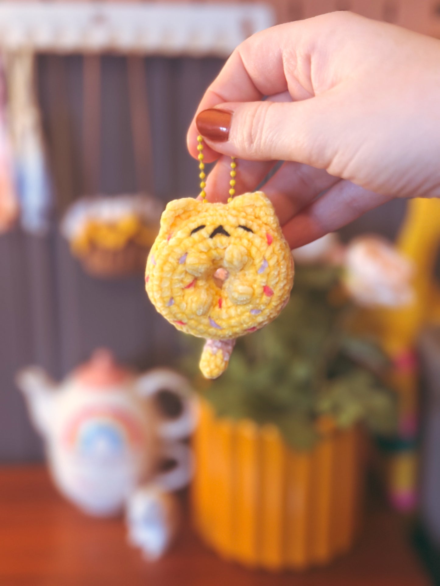 The Meow-nut Charm – Crochet Donut Cat Bag Accessory 🍩🐱