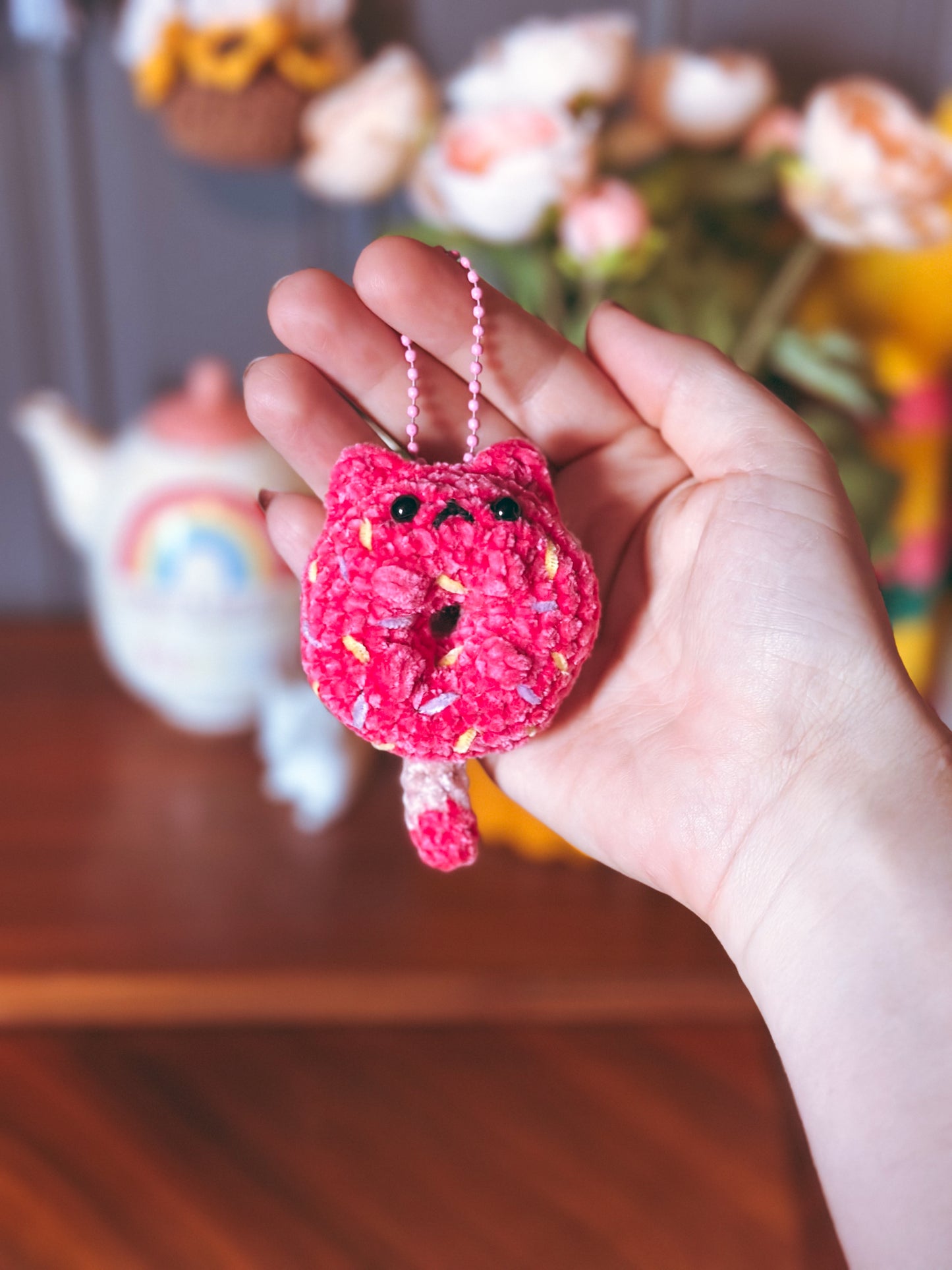 The Meow-nut Charm – Crochet Donut Cat Bag Accessory 🍩🐱