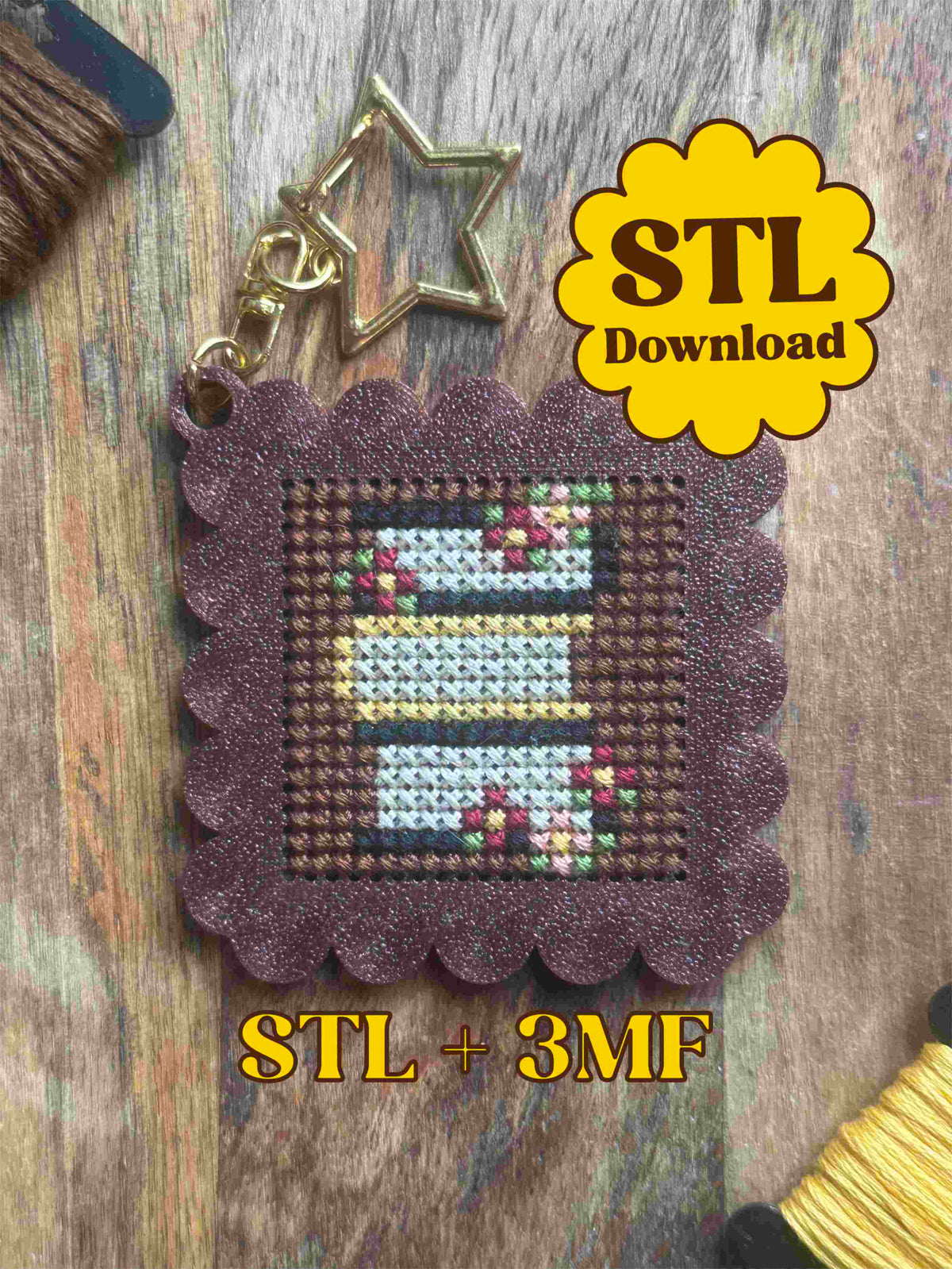 Dreamy Bag Charm Cross Stitch 3D Print Files - STL+3MF