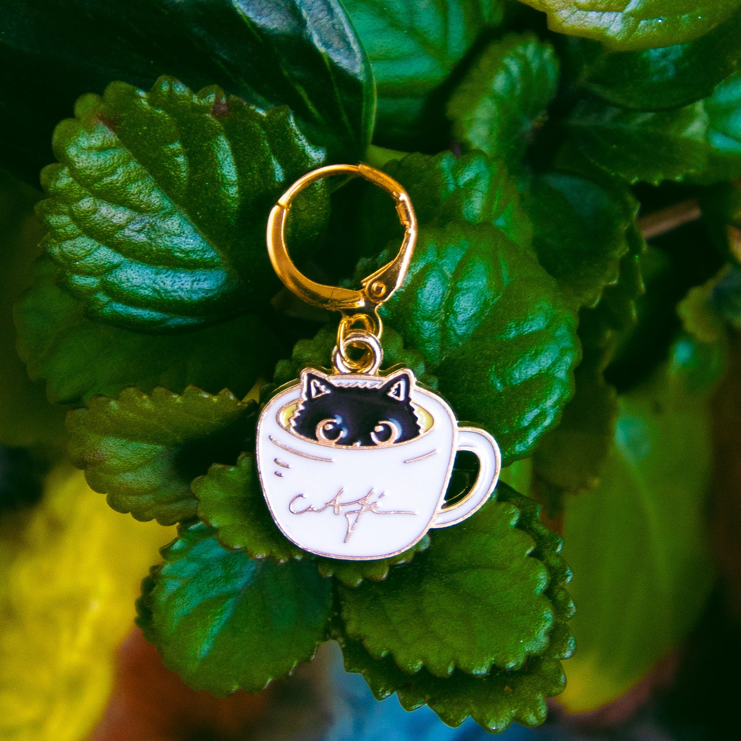 Purr-fectly Brewed Cat Stitch Marker ☕🐾