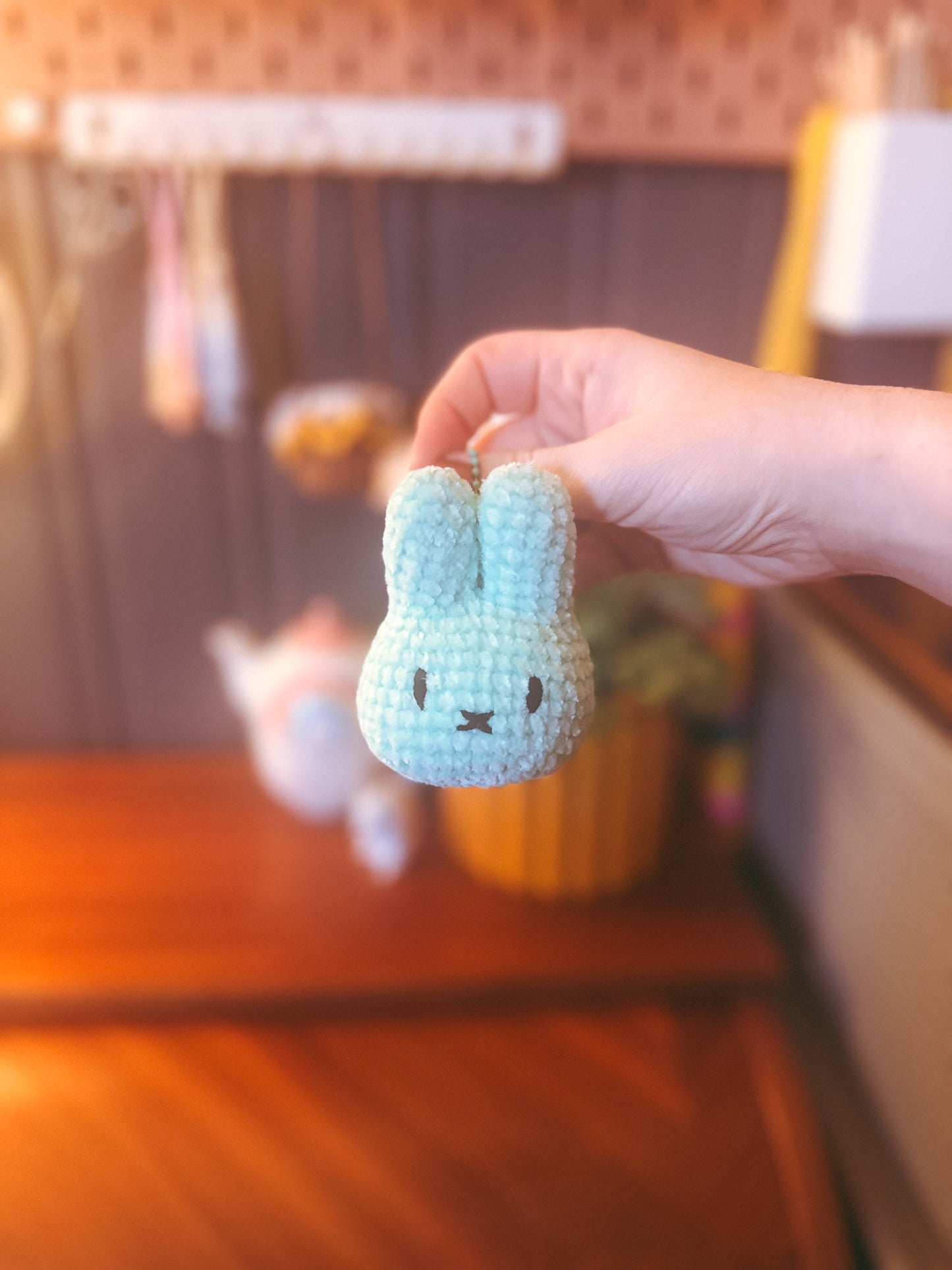 🐰 Crocheted Bunny Bag Charm – Cute Handmade Plush Keychain