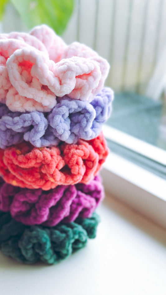 Velvet Crochet Scrunchie - Large