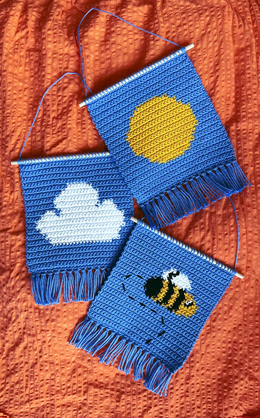 Crochet Mini Wall Hanging Summer Set - PATTERN